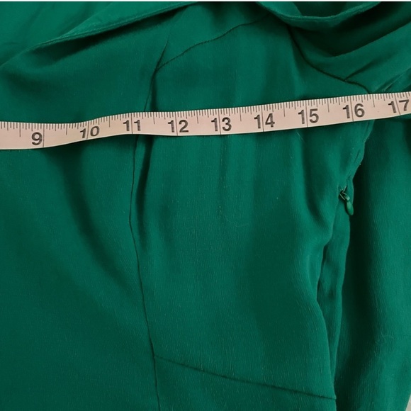 Anthropologie Dress 4 Womens Green A-Line Long SleeveV-Neck Bow Tie Long Sleeve - Picture 3 of 6
